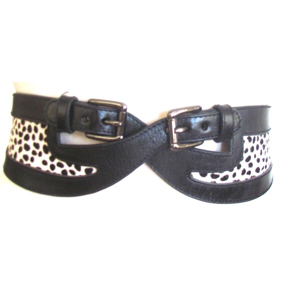 DESIGNER WORTH NY BLACK/WHITE ANIMAL PRINT LEATHER /PONY HAIR 3\